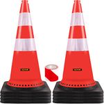 VEVOR Safety Cones, 8 x 30" Traffic Cones, PVC Orange Construction Cones, Reflective Collars Traffic Cones with Black Weighted Base Used for Traffic Control, Driveway Road Parking and School Improvem