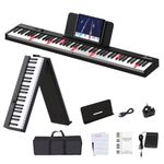 OYAYO 88 Key Folding Digital Piano Keyboard Lighted Keys Full Size Semi-Weighted Portable Keyboard Support MIDI, Foldable Keyboard Piano with piano stickers, Piano Bag, for Kids Adult Birthday Gift