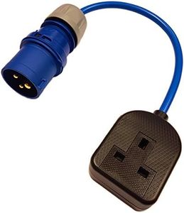 Mains Power Fly Lead Converter 16A CEE Blue Plug to 13A UK 3-Pin Socket