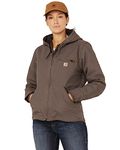 Carhartt Women's Loose Fit Washed Duck Sherpa Lined Jacket, Taupe Gray, Medium