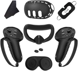 ZSAUTHREE 7 in 1 Silicone Cover Compatible with Meta/Oculus Quest 3 Accessories, VR Silicone Headset Controller Shell, Eyes, Face, Touch Controller Grip Case & Lens Cover-Black