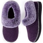 EverFoams Women's Bootie Slippers Warm Soft Comfy Memory Foam Non-slip Indoor House Shoes with Fluffy Collar Purple Size 4 UK