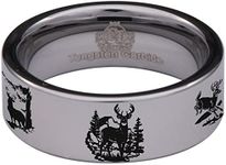 Silver Tungsten Carbide Deer Ring Animal Inspired Wedding Band Anniversary Ring for Men and Women 8mm Size 14.5