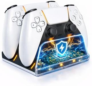 PS5 Controller Charger Station with LED Indicator,Self-Aligning Charging Dock,Dual Controller Fast Charging Dock,Desktop Display Stand for PlayStation 5 (White)