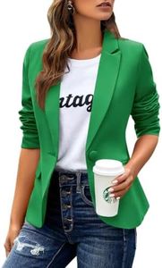 Womens Casual Blazers Long Sleeve Lapel Button Slim Work Office Blazer Jacket(Green,Large)