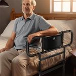 FORTEMOTUS Bed Rails for Elderly Adults Safety Foldable - Heavy Duty Bed Assist Rails for Senior, with Extendable Bed Guard Rails, Adjustable Heights, Storage Pocket& Safety Belt, can Withstand 350LB