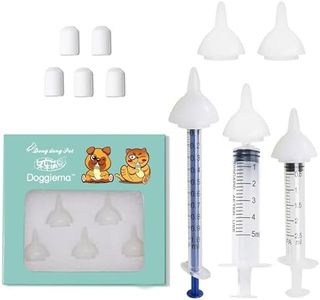 Bubble milk bowl Silicone Feeding Nipple and Syringes for Newborn Kittens, Puppies, Rabbits, Small Animals Dongdong pet (S Size (5 pcs), White)