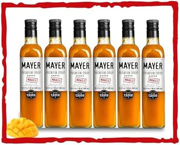Mayer Premium Artisan Mango Syrups – Award-Winning, Only Real Mangoes and 3 Natural Ingredients, Vegan, Gluten Free, Dairy Free, Versatile for Beverages & Desserts – No Artificial Additives, Rich Authentic Flavor ( 16.9 Fl oz. / 500 ml, 6 Pack Mango )