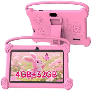 ICONLINK Kids Tablet 7 inch 3-9 for Kids,32GB ROM Toddler with Shockproof Case,Kids Android Software Installed Netflix,YoutTube, aiwawa Apps Parent Controls,Dual Camra, WiFi,FM, GPS (Pink)