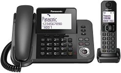 Panasonic Corded and Cordless Nuisance Call Block Combo Telephone Kit, Answering Machine with Talking Caller ID, Import from UK, Model KX-TGF320, 220V