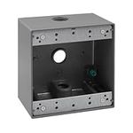 ENERLITES Weatherproof Outlet Box with Three 1/2-in Threaded Outlets, Outdoor Electrical Box, 3 Holes 0.50” Each, 2-Gang, 4.53” Height x 4.53” Length x 2.16” Depth, EN2350,Grey