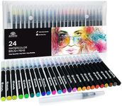 Art-n-Fly 24 Watercolor Paint Brush Pens - Markers for Water Color Calligraphy Lettering and Drawing - Flexible Real Brush Tips - Gorgeous Pen Color Set