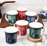 Femora Majestic Elephant Ceramic Coffee & Tea Cup Set of 6, 160 ML (Blue,Red,Green- 2 Pcs Each Color)