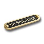 No Soliciting Brass Door Sign. Traditional Style Home Décor Wall Plaque Handmade by The Metal Foundry UK.