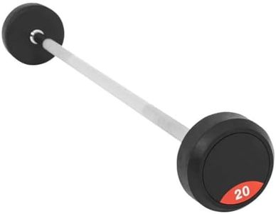 Gorilla Sports® Haltère Long en Caoutchouc - Poids de 10kg à 50kg, Barre Chromée, Antidérapante, avec/sans Support - Ensemble d'Haltères Longs, Musculation, Fitness, pour Homme et Femme, Maison, Gym
