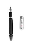 Moonman X1 Retractable Fountain Pen Black Resin, Iridium Extra fine Nib with 5 Black Ink Cartridges