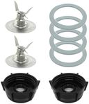 2 Pack of Blender Replacement Parts Blender Ice Crusher Blade with 2 Jar Base Cap and 4 Rubber O Ring Sealing Ring Gasket,Compatible with Aspas Para Licuadora Oster Osterizer Blender Blade Parts