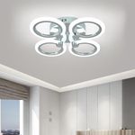 Hudi Fyier Modern LED Ceiling Light,4 Rings Flush Mount Ceiling Light Fixtures, Chrome Close to Ceiling Light, 6500K LED Ceiling Lamp for Bedroom,Dining Room,Living Room, Office