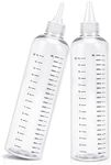 Hair Dye Bottles, Segbeauty 2Pcs 500ml/16.9oz Refillable Measured Hair Color Applicator Bottles with Graduated Scale, Clear Hair Color Squeeze Bottle PET Twist Top Cap Tip Plastic Empty Dyeing Tool