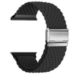 Nepfaivy Replacement Strap Compatible with Apple Watch Strap 49 mm 45 mm 44 mm 42 mm for Women Men, Braided Nylon Fabric Solo Loop Bracelet for iWatch Series 8/Ultra/SE/7/6/5/4/3/2/1 (M, Black)