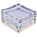 12 Pcs 100% Cotton Men’s Plaid Handkerchief, Soft Hanky with Classic Stripe, Ideal Gift Set for Men. (4 Styles) (Plaid)