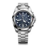 Victorinox Men’s Watch I.N.O.X. Chrono Ø 43 mm, Swiss Made, Analogue Quartz, Water-Resistant up to 200 m, Stainless Steel Strap, Silver/Blue