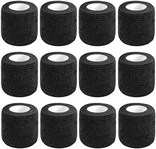 CIYAGPOOU 12 Pack Self Adhesive Bandage Wrap,2 Inches 5 Yards Black Vet Wrap Breathable Flexible Stretchy Cohesive Bandage for First Aid, Sprains Protection