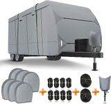 Richeer 24-27 ft 300D Travel Trailer RV Cover, Windproof & Anti-UV Travel Trailer Camper Cover, with Storage Bag, Jack Cover, Tire Covers and Reflective Strap