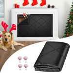 CADARA Magnetic Fireplace Draft Cover, Fireplace Blocker Blanket for Insulation, Indoor Fireplace Draft Stopper for Heat Loss Black 36" W x 32" H