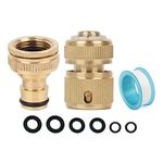 Outside Tap Hose Connector, Brass Hose Pipe Tap Connector, Garden Hose to Tap Connector for Hose Pipe, 1/2 & 3/4 inch 2in1 Threaded Tap Connector Fittings, Tap Water Hose Connector