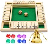 Dice Game Shut The Box Game Wooden Board Game with 10 Dices,a Classic 4 Sided Family Math Game for 2-4 Players Dice Board Game Shut-The-Box(Kids or Adults)