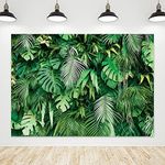 Riyidecor Green Palm Leaves Backdrop Fabric Polyester Tropical Hawaiian Jungle Plant 7Wx5H Feet Safari Botanical Nature Summer Baby Shower Photography Background Birthday Party Photo Studio Shoot