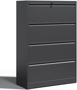 OPTYMIRA 4 Drawer Lateral File Cabinet with Lock Heavy Duty Large Metal Filing Cabinet Home Office Cabinets Wide Steel Cabinets for Legal/Letter Size,Assembly Required