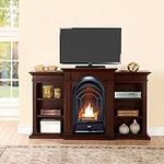 ProCom Dual Fuel Ventless Gas Fireplace System with Mantle, Thermostat Control, 4 Fire Logs, Use with Natural Gas or Liquid Propane, 10000 BTU, Heats up to 500 Sq. Ft., Chocolate