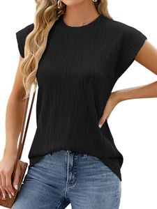 Comilaka Camiseta de Mangas Cortas Mujer Cuello en Redondo Basica Camiseta Elegante Textured T Shirts