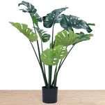 Artificial Plants Fake Plant Faux Plants Indoor and Outdoors Lifelike and Natural Tropical Decor that is Mould Free Odorless Large and Tall at 43 inch with 12 leaves Monstera Deliciosa like Palm Trees