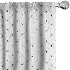 Ambesonne Fleur De Lis Curtains, Shabby Form Style Damask Pattern with Vintage Geometric Diamond Lines, Window Treatments 2 Panel Set for Living Room Bedroom, Pair of - 28" x 95", Black and White