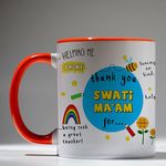 DAYS Thank You Teacher Personalized Mug Custom Teacher's Name Best Teacher Gift, Teacher on Birthday Helping Me to Grow Happy Teachers Gift for Teacher | Coach | Mentor | Guide | Guru Red Mug