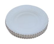 LUSKA 100% Biodegradable 10 inch Round White Paper Plates, for Parties and Family Events, Disposable Pack of 50 Plates