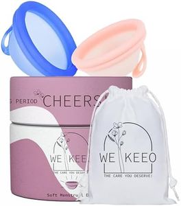 WE KEEO Reusable Menstrual Discs - 100% Medical-Grade Silicone Period Disc -Leak-Free 12-Hour Comfort - Eco-Friendly Tampon Disc Pad & Cup Alternative (Light Pink & Blue)