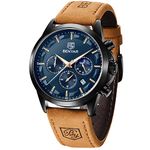 BY BENYAR Mens Watches/Montre Homme Chronograph Analog Quartz Waterproof Brown Leather Strap Wrist Watches for Men Business Casual Sport Date Dress Watch Elegant Gift for Men