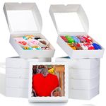 RomanticBaking 28pcs 9x9x2.5 Inches Bakery Boxes with Window Pie Boxes Chocolate Covered Strawberries Boxes Breakable Heart Boxes Cookies Boxes Cakesickle Boxes