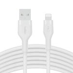 Belkin BoostCharge Flex Silicone USB Type A to Lightning Cable (3M/10FT), MFi Certified Charging Cable for iPhone 14/14 Plus, 13, 12, Pro, Max, Mini, SE, iPad and More – White