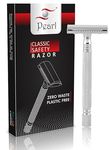 Pearl Shaving Double Edge Safety Razor (SS-01 CC-CHROME) made with Brass Metal- Classic & Traditional Shaving Razor | Complimentary Razor Blade Refills | Shaving Kit | Diwali Gift Option