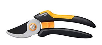 Fiskars Bypass Garden Pruners M, Solid, P321, For fresh branches and twigs, Non-stick coated, Stainless steel blades, Length: 20.1 cm, Black/Orange, 1057162