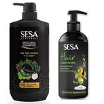 Sesa Ayurvedic Medicinal Shampoo and Conditioner Combo Hairfall Control Anti Dandruff Shampoo Infused with 17 Ayurvedic Herbs Smooth & Shiny Hair For Men & Women 1 Lt + 300ml