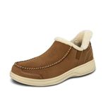 Orthofeet Men's Orthopedic Vito Hands-Free Water-Repellent Faux Fur Lined Slipper, Chestnut, 5 UK