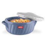 MILTON Flora 2000 Insulated Inner Steel Casserole for Roti, 2.1 Litre, Hot Box for Kitchen, Hot Pot with Lid, Chapati, Serving Box, Hotcase, Food Warmer, Stone Blue
