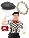 Mega_Jumble Men's French Day Themed Party, Frenchman Mime Artist Fancy Dress Costume Set, T-Shirt, Beret, Scarf, Garland (M)