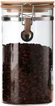 Zrwcvxy Glass Coffee Bean Storage Container with Airtight Clip Seal Lid Coffee Storage Jar for Beans, Ground Coffee, Nuts, Cookies（48 oz/1400ml）